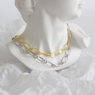 Minimalistische 925 Sterlingsilber Kette Für Damen Stilvolle Ovale Gliederkette Choker Eleganter Galvanisierter Schmuck Geschenk