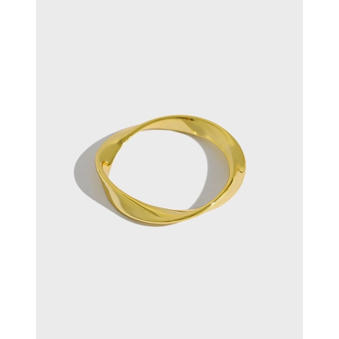 Anillo Torsión de Mobius de Plata de Ley 925 Minimalista Banda Lisa Anillo Abierto para Mujer Joyería de Moda Regalo Bañado en Oro Blanco 18K