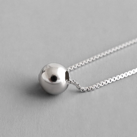 925 Sterling Silver Minimalist Round Ball Pendant Necklace For Women White Gold Plated Clavicle Box Chain Choker Korean Fashion Jewelry Gift