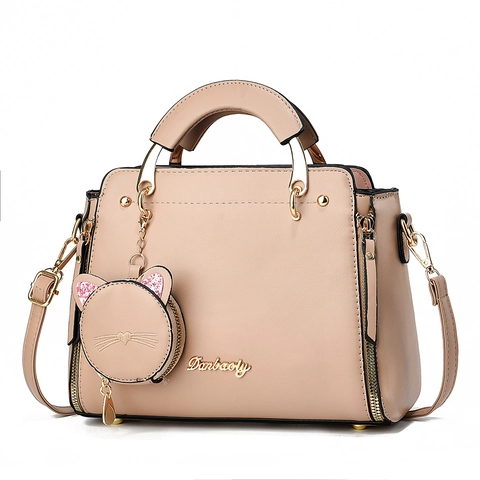 Handtas Crossbody Tas PU Leer Met Kattenbedel Munthouder Zijrits Verstelbare Riem Zoete Stijl Voor Dames