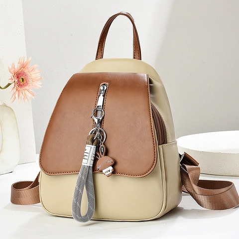 Damen Mini Mode Rucksack PU Leder Patchwork Reise Schultasche Mit Hasen Anhänger Vielseitige Lässige Umhängetasche Für Den Alltag