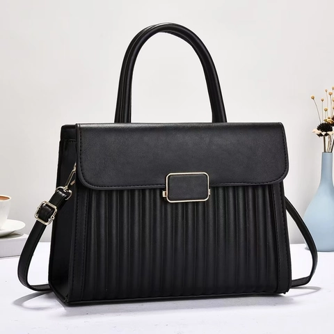 Sac à Main Femme Élégant en Cuir PU Plissé Grande Capacité Sac à Bandoulière avec Boucle Dorée Mode Sacoche