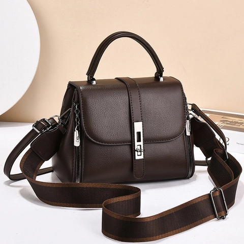 Bolso de Hombro de Cuero PU con Patrón de Lichi Vintage Asa de Color Contrastado Correa Ancha de Rayas Bolso de Bandolera Cuadrado Bolso de Moda