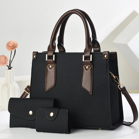 Borsa Tote Donna Trama Intrecciata Portafoglio E Porta Carte Pelle Sintetica Grande Capacità Borsa Tracolla Elegante Tinta Unita
