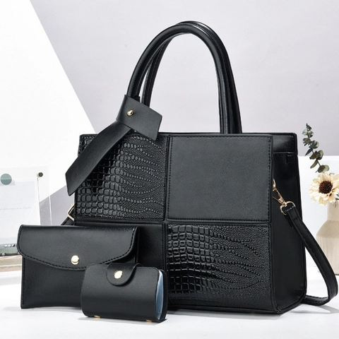 Borsa a Spalla Donna in Pelle PU con Motivo a Coccodrillo Cuciture Borsa Tote Pochette a Busta Porta Carte per Pendolari