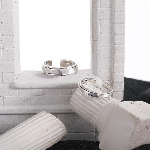 Bagues Ouvertes Ajustables Minimalistes En Argent Sterling S925 Pour Femmes Hommes Finition Brossée Mate Bijoux Cadeau