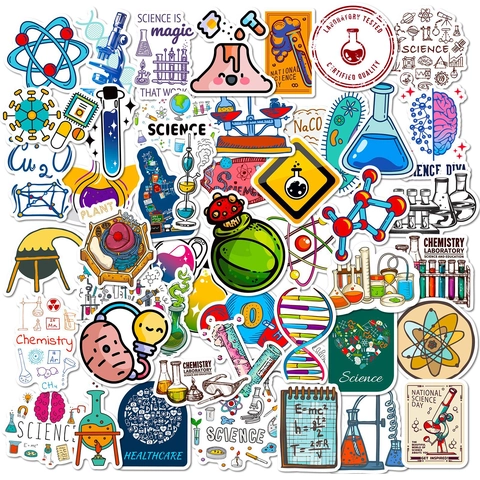 Wetenschap Laboratorium Stickers Waterdicht Vinyl Chemie Biologie Natuurkunde Graffiti Decals Voor Laptop Waterfles Student