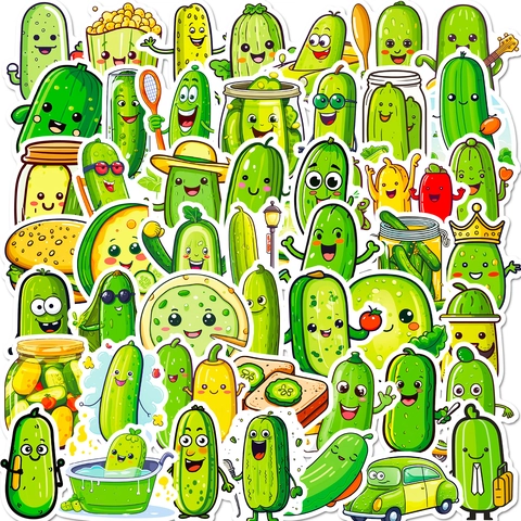 Lustige Gurken Aufkleber Cartoon Personifizierte Gemüse Wasserdichte PVC Abziehbilder Für Laptop Wasserflasche Scrapbooking Deko