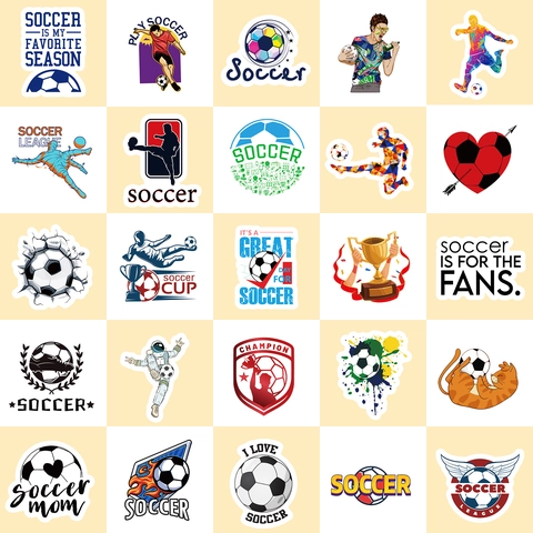 Waterproof Soccer Stickers Vinyl Football Graffiti Decals For Laptop Water Bottle Luggage Skateboard Sport Theme Stickers