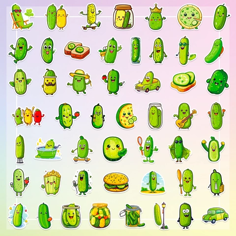 Lustige Gurken Aufkleber Cartoon Personifizierte Gemüse Wasserdichte PVC Abziehbilder Für Laptop Wasserflasche Scrapbooking Deko