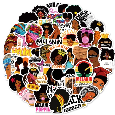 Adesivi Motivazionali Black Girl Magic Decalcomanie in PVC Impermeabili per Laptop Bagagli Bottiglia d'Acqua Donna Afro