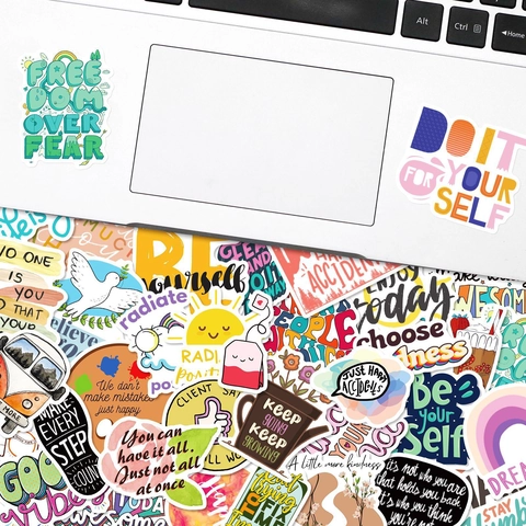 Autocollants Citations Motivantes Imperméable PVC Mots Positifs Pour Scrapbook Ordinateur Portable Bouteille D'Eau Ados Étudiants DIY Décalcomanies Décoratives