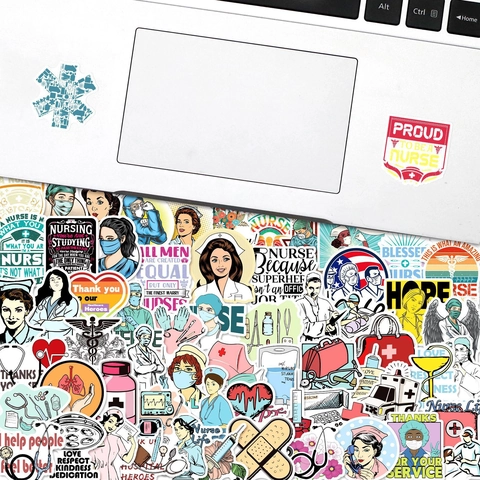 Adesivi in PVC Impermeabili Vita da Infermiera per Laptop Bottiglie d'Acqua Bagagli Scrapbooking Decorazione Stetoscopio Medico