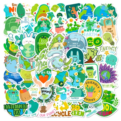 Environmental Protection Stickers Eco Friendly Save Earth Theme Waterproof PVC Decals For Laptop Water Bottle Decoration