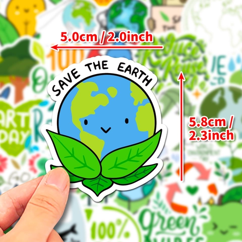 Environmental Protection Slogan Stickers Waterproof PVC Cartoon Earth Day Recycling Decals For Laptop Phone Suitcase Decoration
