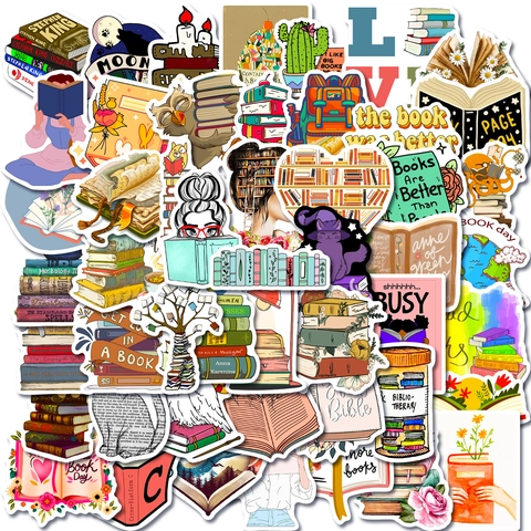 Reading Theme Book Stickers Waterproof PVC Decals Literature Style For Laptop Journaling Scrapbooking Gift For Book Lovers
