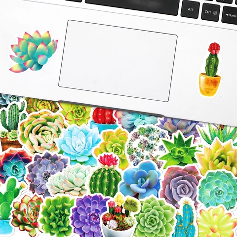 Sukkulenten Pflanzen Aufkleber Wasserdicht PVC Nordisch Grünpflanzen Kaktus Decals Für Laptop Koffer Skateboard Gitarre DIY Deko