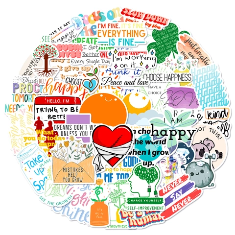 Autocollants de Citations de Motivation Étanche Décalcomanies de Texte Esthétique pour Ordinateur Portable Gourde Papeterie Cadeau