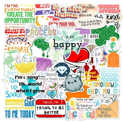 Autocollants de Citations de Motivation Étanche Décalcomanies de Texte Esthétique pour Ordinateur Portable Gourde Papeterie Cadeau
