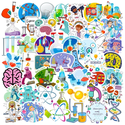 Pegatinas de Laboratorio Científico para Niños Química Biología Física Stem Graffiti Impermeable Vinilo Calcomanías Laptop Skateboard DIY