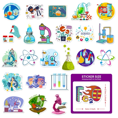 Pegatinas de Laboratorio Científico para Niños Química Biología Física Stem Graffiti Impermeable Vinilo Calcomanías Laptop Skateboard DIY