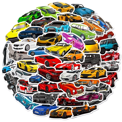 Supercar Voiture De Course Autocollants Imperméable PVC Vinyle Graffiti Decals Pour Laptop Skateboard Valise Moto DIY Décoration Pour Garçons Enfants