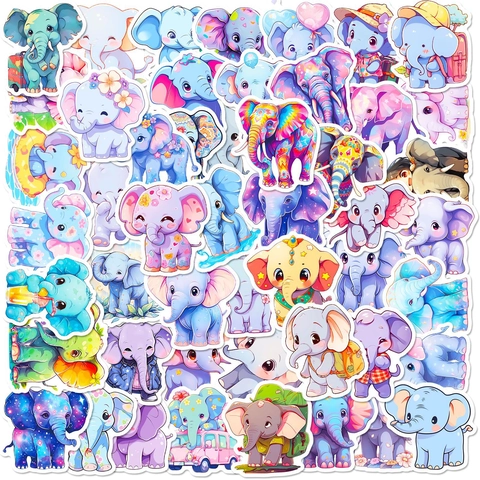 Cartoon Elephant Family Stickers Cute Animal Waterproof PVC Decals For Laptop Water Bottle Scrapbooking DIY Decoration Kids Gift