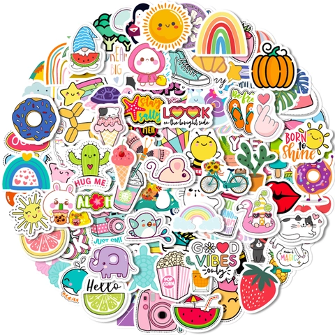 Cartoon Waterproof Vinyl Stickers For Water Bottles Laptop Skateboard Luggage Cute Aesthetic Pink Camera Animal Decals For Girls Teens Kids