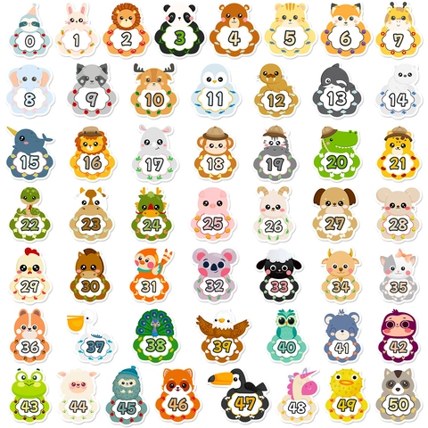 Adesivi Numeri Animali Cartoni Animati Per Apprendimento Infantile Adesivi Vinile Impermeabili Per Bambini Laptop Notebook Educativi Decorativi
