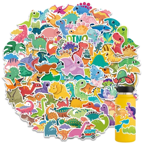 Cartoon Dinosaurus Waterdichte Vinyl Stickers Voor Kinderen Beloning Briefpapier Laptop Waterfles Bagage DIY Decoratie