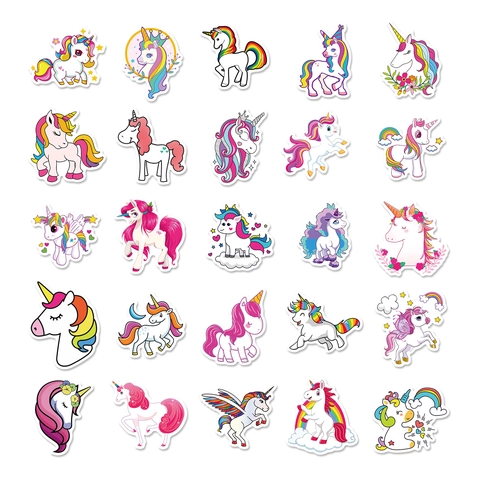 Adesivi Unicorno Impermeabili Decalcomanie in Vinile Per Borracce Laptop Valigia Bagaglio Simpatici Cartoni Animati Arcobaleno Cavallo Adesivi Per Bambini Ragazze DIY Decorativi Scrapbooking Adesivi