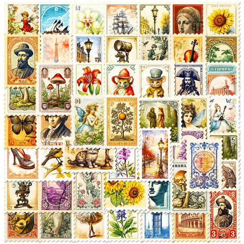 Vintage Mittelalterliche Briefmarken Aufkleber Wasserdichte Vinyl Dekorative Decals Für Scrapbooking Journaling DIY Kunst Handwerk Dekor