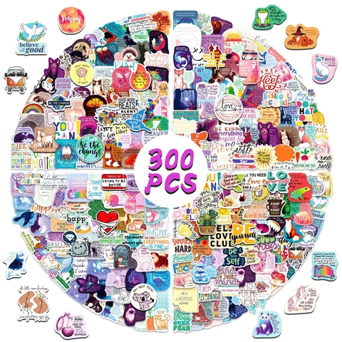 Adesivi Motivazionali in Vinile Impermeabili per Laptop Bottiglia d'Acqua Decalcomanie con Slogan Ispiratori per Studenti Scrapbooking Decorazione