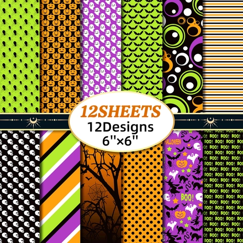 Halloween Scrapbooking Material Papier Sortierte Muster Kürbis Geist Fledermaus Muster Für DIY Handwerk Karte Machen Scrapbook