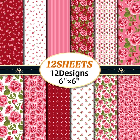 Flower Garden Pink Rose Scrapbook Paper Pack Vintage Floral Pattern Decorative Material Paper For DIY Journaling Card Making