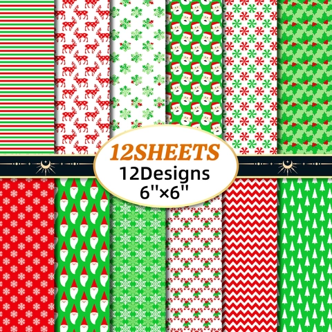 Papel de Scrapbook de Navidad Verde Fondo de Álbum Bricolaje Papel de Manualidades Decorativo Para Tarjetas Regalo