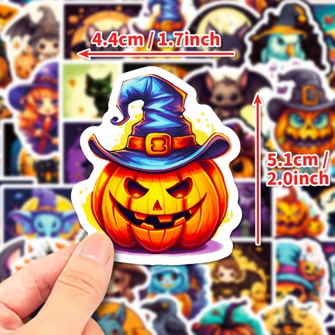 Αυτοκόλλητα Halloween Αδιάβροχα Βινυλίου Κινούμενα Σχέδια Κολοκύθα Μάγισσα Φάντασμα Διακοσμητικά για Παγούρια Λάπτοπ Αυτοκίνητο Αποσκευές Πάρτι