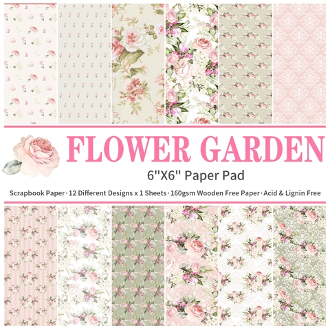Flower Garden Scrapbook Paper Vintage Floral Pattern Decorative Background Paper For DIY Photo Album Journaling Card Making