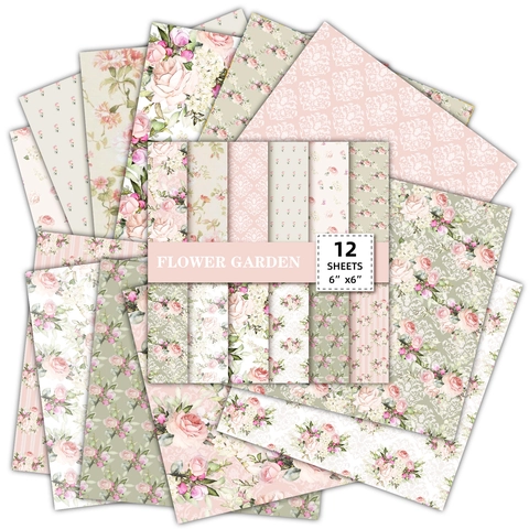 Flower Garden Scrapbook Paper Vintage Floral Pattern Decorative Background Paper For DIY Photo Album Journaling Card Making