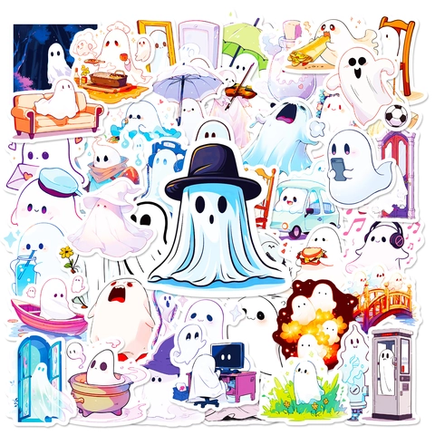 Simpatici Adesivi Fantasma Cartone Animato Decalcomanie PVC Impermeabili Per Scrapbooking Laptop Telefono Decorazione Fai Da Te
