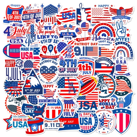 Pegatinas de la Bandiera Americana Día de la Independencia Calcomanías de Graffiti Patrióticas Etiquetas Decorativas de Vinilo Impermeable