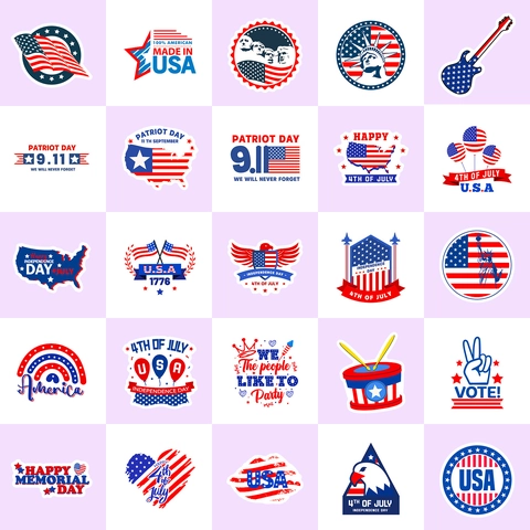 Pegatinas de la Bandiera Americana Día de la Independencia Calcomanías de Graffiti Patrióticas Etiquetas Decorativas de Vinilo Impermeable