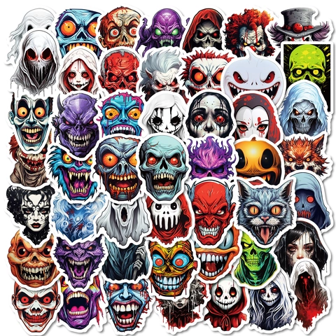Halloween Horror Ghost Face Adesivi Impermeabili In Vinile Decalcomanie Per Laptop Skateboard Bagaglio Teschio Zombie Clown Adesivi