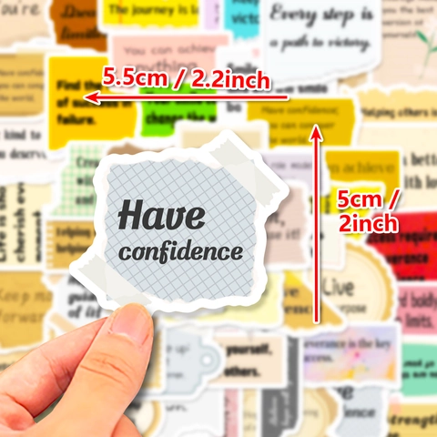Set Adesivi Citazioni Inglesi Motivazionali Strappati a Mano Estetici Scrapbooking Decalcomanie per Laptop Valigia Bottiglia Fai-da-Te