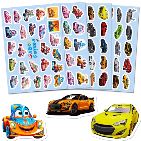 Cool Cartoon Racing Car Stickers For Kids Waterproof Vinyl Decals For Laptop Water Bottle DIY Scrapbook Decorative Sports Car Stickers Rewards For Students