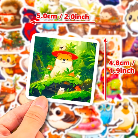 Fifty Cute Animal Stickers Owl Bear Fox Cartoon Waterproof Decals For Scrapbooking Journaling DIY Decor Kids Reward Gift