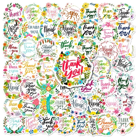 Thanksgiving Floral Thank You Stickers Circular Waterproof Botanical Labels For Gift Packaging Envelope Sealing Decor