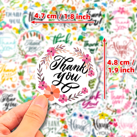 Thanksgiving Floral Thank You Stickers Circular Waterproof Botanical Labels For Gift Packaging Envelope Sealing Decor