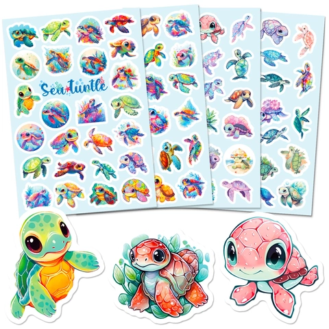 Simpatici Adesivi Colorati con Tartarughe Marine in Vinile Impermeabile Cartoni Animati Graffiti per Borraccia Laptop Scrapbooking Bambini Adesivi