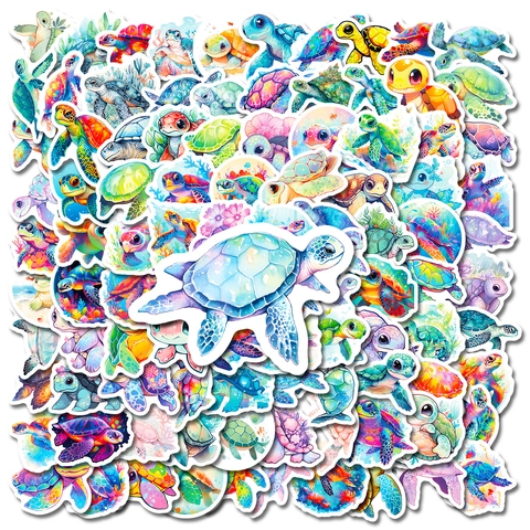 Simpatici Adesivi Colorati con Tartarughe Marine in Vinile Impermeabile Cartoni Animati Graffiti per Borraccia Laptop Scrapbooking Bambini Adesivi